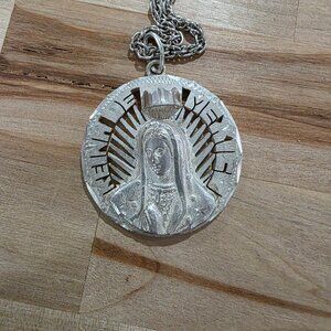 OUR LADY of GUADALUPE Silver Necklace ~ Vintage